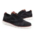 Baskets décontractées en tricot noir respirant pour hommes avec motif Brogue wingtip - Noir et Gris