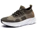 Αναπνεύσιμα αθλητικά παπούτσια κάλτσα Fly-Knit για άνδρες και γυναίκες με λευκή σόλα - 35 / Καφέ