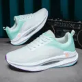 Lightweight mint green gradient sports sneakers with hollow thick sole for men and women - 36 / Marshmallow