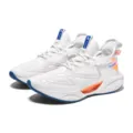 Lightweight white running shoes with breathable mesh and orange-blue accents for outdoor - 36 / White
