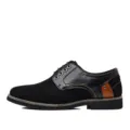 Scarpe derby casual da uomo in camoscio nero con punta tonda e dettagli in pelle marrone - 39 / Nero