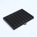 Poêle à griller antiadhésive à 7 fentes pour hot-dogs pour stands de rue extérieurs - Style Rectangulaire à 8 Fentes / Pack de 8 / Noir