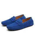 Mocassins de conduite bleus en daim pour homme avec semelle à picots classique - 38 / Bleu Saphir