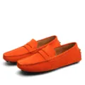 Mocassins en daim orange vif pour hommes, chaussures de conduite décontractées et légères. - Orange