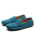 Mocassins de conduite exclusifs en daim turquoise pour hommes avec semelle à picots - Bleu ciel