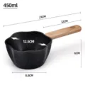 Mini poêle à huile 450ml en forme de fleur antiadhésive pierre Maifan avec manche en bois - Forme Florale Noire