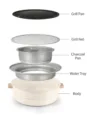 Portable smokeless charcoal grill with multi-layer components for home and camping - Full Grill Set (With Baking Tray)