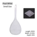 Small pearl white long-handled kitchen strainer spoon with dimensions 35x13.5x4cm - Small (With Hooks) / Pearl White