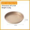 Plaque à pizza antiadhésive professionnelle en acier au carbone doré, diamètre de 20 cm - 7 Pouces Or (20cm)