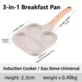Poêle à déjeuner 3-en-1 antiadhésive en pierre maifan pour induction et gaz - Universel Gaz et Induction / Poêle à Steak 3-en-1 (Blanc)