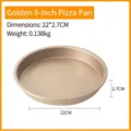 Moule à pizza rond antiadhésif doré de 8 pouces en acier au carbone, diamètre 22 cm - 8 Pouces Or (22cm)