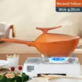Morandi orange 30cm octagonal non-stick wok with lid on gas stove - 30cm / Morandi Yellow