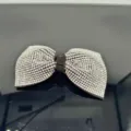 Pince à cheveux nœud strass brillant, élégant accessoire de coiffure en cristal pour femme et fille. - Style Nœud Classique à Taille Enveloppée Blanc Pur