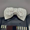 Pince à cheveux nœud strass scintillante pour femmes, barrette cristal brillante accessoires. - Style Nœud Classique Moyen en Verre