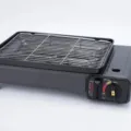 Gril à gaz noir portable professionnel pour saucisses avec grille en acier inoxydable - Réchaud à Gaz Flamme en U
