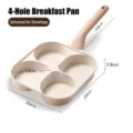 Poêle à œufs antiadhésive à 4 trous pour petit-déjeuner et burgers, 20x20cm - Universel Gaz et Induction / Universal Version-Beige