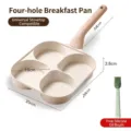 Poêle à petit-déjeuner antiadhésive à 4 trous pour burgers aux œufs et crêpes - Version Universelle + Pinceau à Huile / Universal Version-Beige