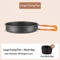 Outdoor large camping frying pan with foldable orange handles and black mesh storage bag - Large Frying Pan / Dark Gray
