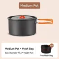 Medium portable outdoor camping cooking pot with foldable orange handles and mesh bag - Medium Pot / Dark Gray
