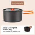 Portable large outdoor camping cooking pot with lid and protective mesh storage bag - Large Pot / Dark Gray