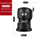 200W black electric mini grinder with 200ml capacity, 430 stainless steel compact design - 430 Stainless Steel (Mini Bare Machine) / 200ml
