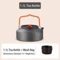 1.1L portable outdoor camping kettle with protective mesh storage bag for travel - Kettle / Dark Gray