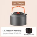 Portable 1.6L outdoor camping tea kettle with heat-resistant orange handle and storage bag - Kettle / Dark Gray