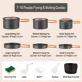 Professional 7-10 person outdoor camping cookware set including pots and frying pans - Deluxe Multi-Person Set / Dark Gray