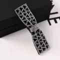 Elegant rhinestone bow hair clip with geometric black crystals, sparkling spring clip for women. - Triangle Full Rhinestone Hair Clip (A-9-6-8) / Black Base with White Rhinestone