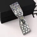 Pinza para el pelo con lazo de diamantes de imitación para mujer, accesorio brillante elegante. - Pinza Triangular de Strass Completo (A-9-6-8) / Base Blanca con Strass AB