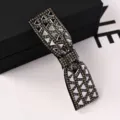 Rhinestone Bow Hair Clip Sparkling Crystal Spring Clip Elegant Hair Accessories for Women - Triangle Full Rhinestone Hair Clip (A-9-6-8) / Grey Base with Grey Rhinestone