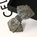 Élégante pince à cheveux nœud strass avec cristaux scintillants pour coiffure chic. - Style Croisé Moyen / Dégradé Gris Transparent