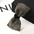 Sparkling rhinestone bow hair clip for women, elegant spring clip for hair styling and elegant looks. - Medium Single Knot Clear Gray