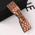 Pinza para el pelo con lazo de estrás oro rosa, elegante pasador de cristal para mujer. - Pinza Triangular de Strass Completo (A-9-6-8) / Base Champaña con Strass Champaña