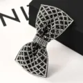 Sparkling rhinestone black bow hair clip, elegant spring hair barrette for women accessories. - Medium Single Knot Black and White Rhinestone