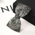 Shiny rhinestone bow hair clip, sparkling crystal spring clip for women elegant hair styling. - Medium Single Knot Mineral Gray Gradient