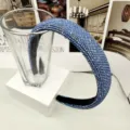 Blauwe strass brede haarband sprankelende kristal haarhoop antislip elegante dames haaraccessoires - Lichtblauwe Zirkonia