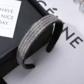 Serre-tête strass cristal noir large antidérapant brillant accessoire cheveux femme élégant - 2.5cm de large / Gris Transparent + Strass AB