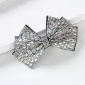 Pince à cheveux nœud en strass scintillants pour femmes, élégant accessoire barrette base noire. - Style Verre Nœud Simple / Verre Blanc Strass Blanc