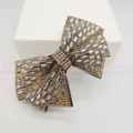 Pince à cheveux nœud strass scintillante barrette cristal élégante accessoire femme - Style Verre Nœud Simple / Verre Blanc Strass Doré