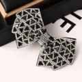 Elegante Strass Schleife Haarklammer, glänzende schwarz weiße Kristall Haarspange für Damen. - Schmetterling Dreieckglas Schwarz und Weiß