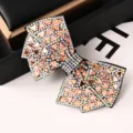 Glänzende Strass Schleife Haarklammer Luxus Kristall Haarschmuck für Frauen Elegante Haarspange - Schmetterling Dreieckglas Champagner und AB