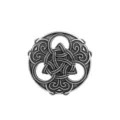 Nahaufnahme der antiken silbernen Keltischer Knoten Brosche mit feinen Wikinger Details. - Runde Geometrische Verflochtene Design - Antik-Zinn (D-348)