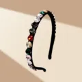 Kleurrijke kristallen strass haarband zwarte haarhoepel mode elegante haaraccessoires - Kleurrijk