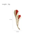 Elegant double red rose crystal flower brooch pin, sparkling rhinestone fashion jewelry. - D-1301 Red