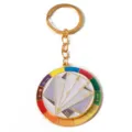 Colorful metal rotation decision maker keychain, fun rainbow wheel lucky pendant keyring accessory. - G-1543 3