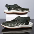 Sandali Tessuti Estivi Uomo Esterni Scarpe da Spiaggia Verdi Comfort Casual Variant - 38 / Verde oliva