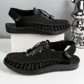 Sandali intrecciati casual da esterno per uomo scarpe da spiaggia estive nere comode. - 38 / Nero Fluorescente