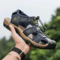 Heren outdoor casual sandalen met duurzame zool en comfortabel bovenwerk voor de zomer. - 38 / Blauw