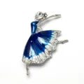 Elegant ballet dancer brooch for women, blue enamel rhinestone crystal fashion corsage pin. - D-1303 Blue
